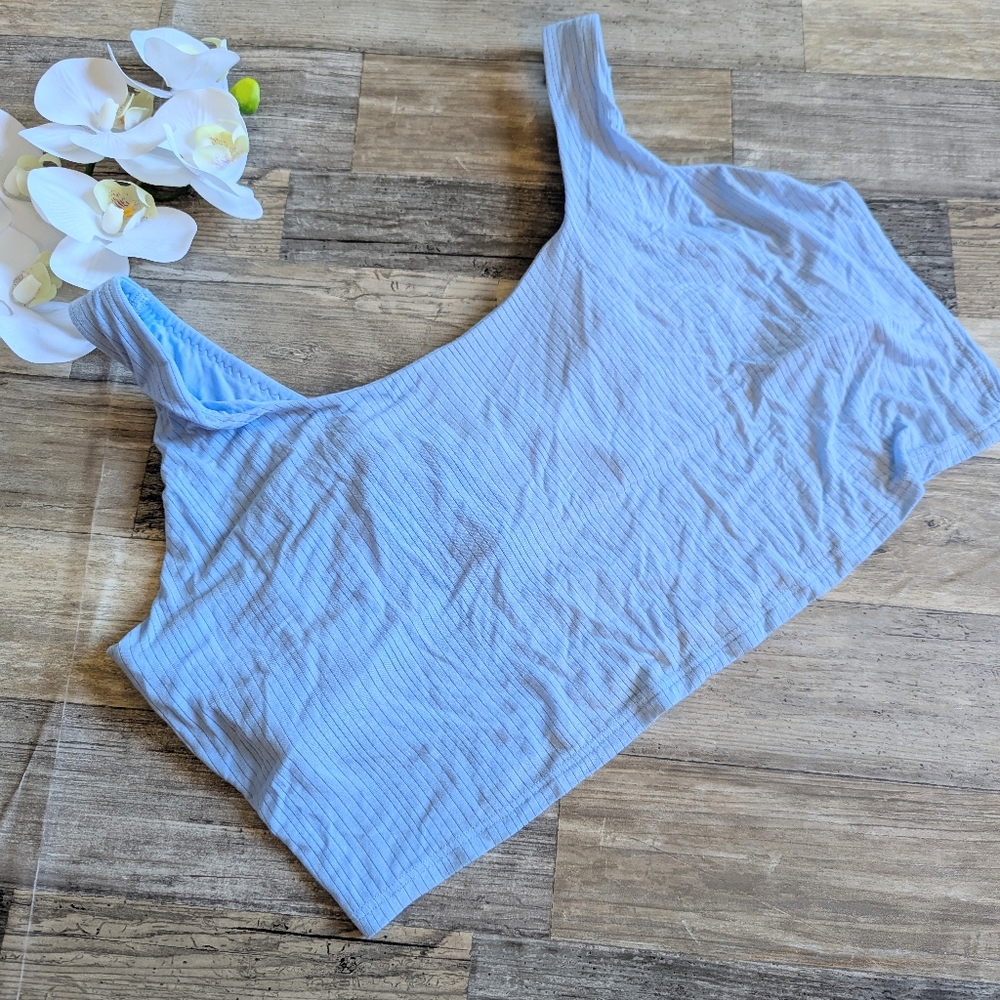 Aerie offline blue bra top crop top with shelf bra size XXL 2XL EUC